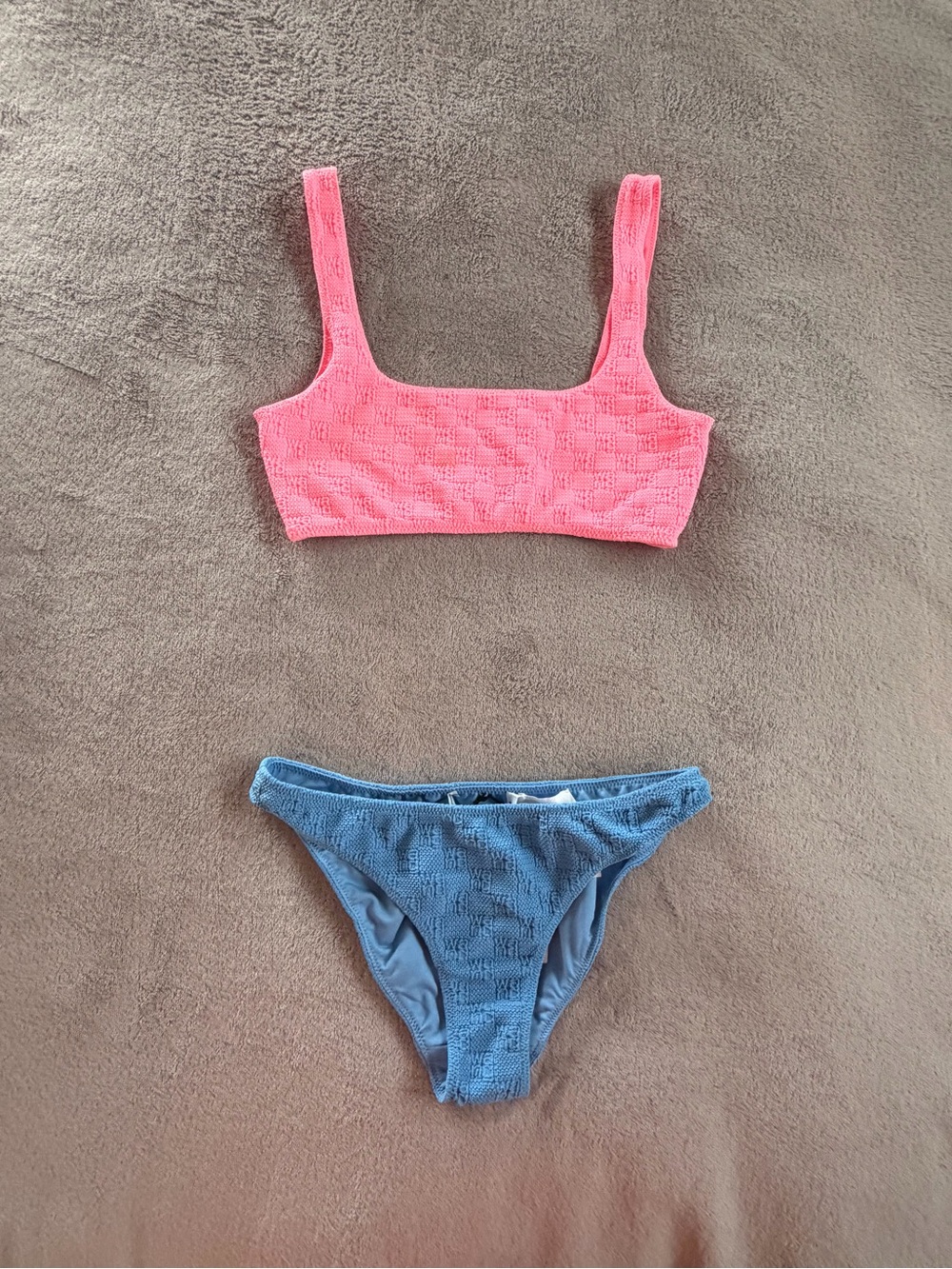 Alexander Wang Pink Blue Two Piece Bikini Set Swimsuit Size S